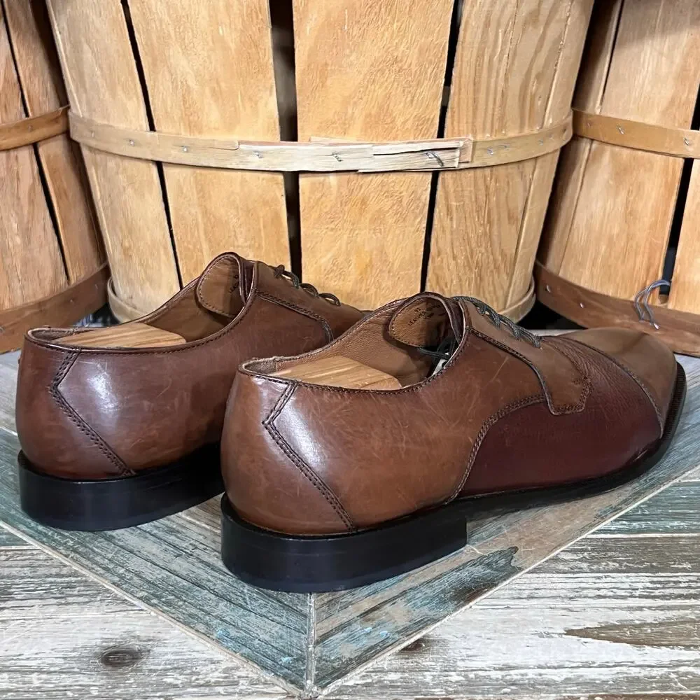 Clarks Bostonian 2-Tone Full Grain Brown Leather Saddle Oxfords Mens 15 WIDE